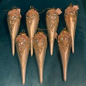 Dillard’s Trimsetter Blue Coastal Shell Beaded Icicle Glass Ornaments